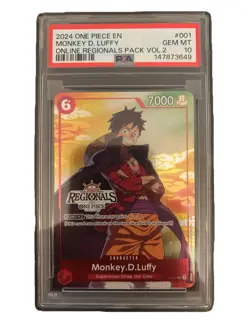 ONE PIECE PSA 10 MONKEY D LUFFY P-001 2024 ONLINE REGIONALS ENGLISH GEM MINT - Image 1