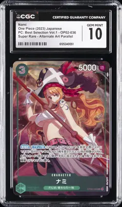 2023 ONE PIECE JAPANESE PC: BEST SELECTION VOL.1 ALT ART #OP02-036 NAMI CGC 10 - Image 1