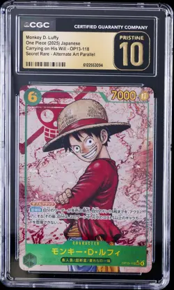 2025 ONE PIECE JPN CARRYING ON HIS WILL ALT ART MONKEY D LUFFY CGC 10 PRISTINE - Image 1