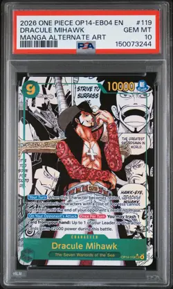 2026 ONE PIECE THE AZURE SEA'S SEVEN MANGA ALT ART #119 DRACULE MIHAWK PSA 10 - Image 1