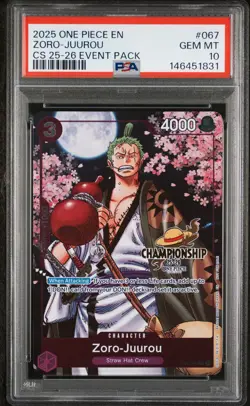2025 ONE PIECE CHAMPIONSHIP 2025-26 EVENT PACK #067 ZORO-JUUROU PSA 10 - Image 1