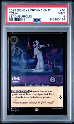 2023 DISNEY LORCANA EN P1-PROMO LEAGUE PROMO #10 YZMA - ALCHEMIST PSA 9 - Image 1