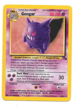 Gengar 20/62 Fossil Non-Holo Rare Unlimited LP Pokemon Card 1999 - Image 1