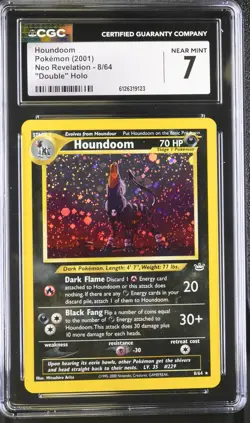 CGC 7 Houndoom 2001 Neo Revelation 8/64 "Double" Holo Pokemon Card - Image 1