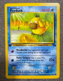 Psyduck Fossil First Edition Regular/Common Card 53/62, 1999 - Image 1