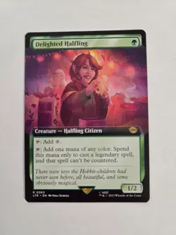MTG Lord of the Rings-Delighted Halfling-NM-Extended Art-363 - Image 1
