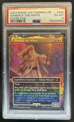 2023 Magic MTG Lord of Rings Tales Middle-Earth Gandalf White Foil #442 PSA 6 - Image 1