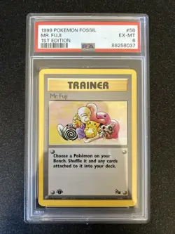 Pokemon Fossil 1st Edition MR. FUJI #58 PSA 6 - Image 1