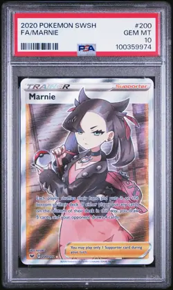 2020 POKEMON SWORD & SHIELD #200 FULL ART/MARNIE PSA 10 - Image 1