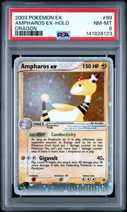 2003 POKEMON EX DRAGON #89 AMPHAROS EX-HOLO PSA 8 - Image 1