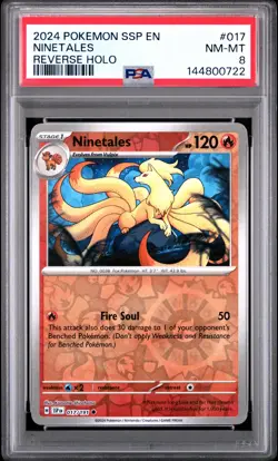 2024 POKEMON SSP EN-SURGING SPARKS REVERSE HOLO #017 NINETALES PSA 8 - Image 1