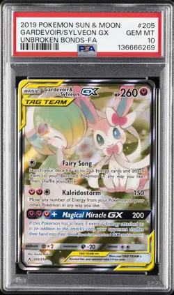 2019 POKEMON SUN & MOON UNBROKEN BONDS FULL ART/GARDEVOIR & SYLVEON GX PSA 10 - Image 1