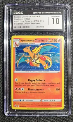 CGC 10 Special Delivery Charizard SWSH075 SWSH Pokemon Center UK Promo Card Holo - Image 1