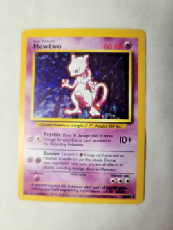 Vintage Pokemon 1999 Base Set – RARE HOLO/Foil Card – Mewtwo (10/102) LP+ - Image 2