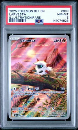 2025 POKEMON BLK EN-BLACK BOLT ILLUSTRATION RARE #099 LARVESTA PSA 8 - Image 1