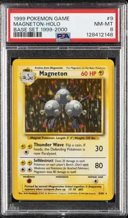1999 POKEMON BASE SET 1999-2000 “4TH PRINT” #9 MAGNETON-HOLO PSA 8 - Image 1