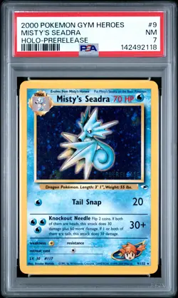 2000 POKEMON GYM HEROES HOLO-PRERELEASE #9 MISTY'S SEADRA PSA 7 - Image 1