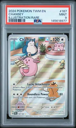 2024 POKEMON TWM EN-TWILIGHT MASQUERADE ILLUSTRATION RARE #187 CHANSEY PSA 9 - Image 1