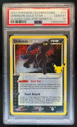 2021 Pokemon SWSH Celebrations Umbreon Classic Collection #17/17 PSA 10 - Image 1
