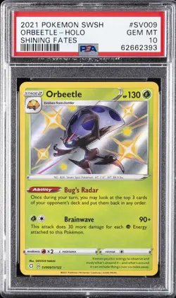 2021 POKEMON SWORD & SHIELD SHINING FATES #SV009 ORBEETLE-HOLO PSA 10 - Image 1