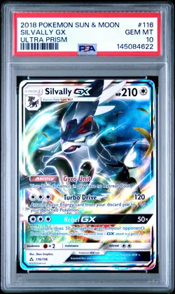 2018 POKEMON SUN & MOON ULTRA PRISM #116 SILVALLY GX PSA 10 - Image 1