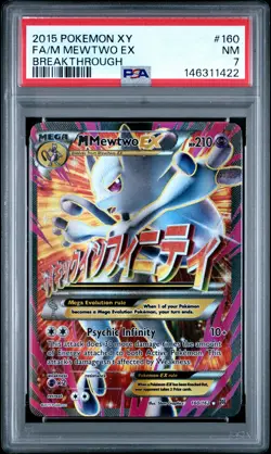 2015 POKEMON XY BREAKTHROUGH #160 FULL ART/M MEWTWO EX PSA 7 - Image 1