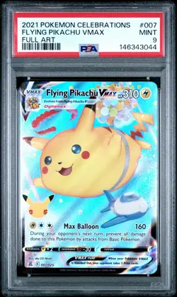 2021 POKEMON CELEBRATIONS #007 FULL ART/FLYING PIKACHU VMAX PSA 9 - Image 1