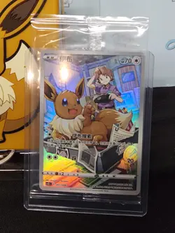 Pokemon Chinese 2024 Eevee Vmax Holo Sealed With Eevee Keychain Cardholder - Image 2