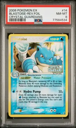 2006 Pokemon Blastoise Reverse Foil Crystal Guardians PSA 8 #14 - Image 1