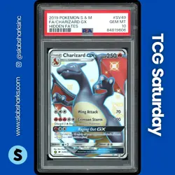 2019 POKEMON SM HIDDEN FATES #SV49/SV94 CHARIZARD GX FULL ART PSA 10 - Image 1