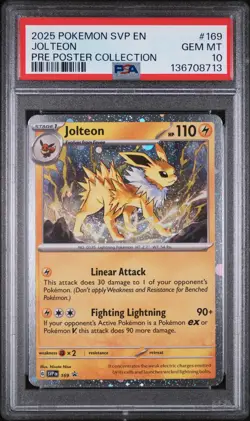 2025 POKEMON PROMO PRISMATIC EVOLUTIONS POSTER COLLECTION #169 JOLTEON PSA 10 - Image 1