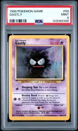 1999 POKEMON BASE SET UNLIMITED #50 GASTLY PSA 9 - Image 1