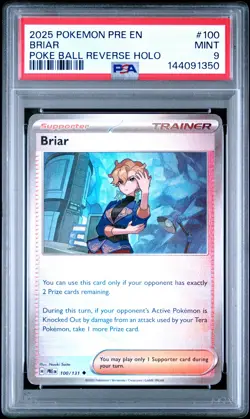 2025 POKEMON PRE EN-PRISMATIC EVOLUTIONS POKE BALL REVERSE HOLO #100 BRIAR PSA 9 - Image 1