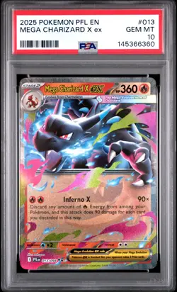 2025 POKEMON PFL EN-PHANTASMAL FLAMES #013 MEGA CHARIZARD X EX PSA 10 - Image 1
