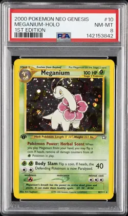 2000 POKEMON NEO GENESIS 1ST EDITION #10 MEGANIUM-HOLO PSA 8 - Image 1