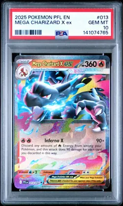 2025 POKEMON PFL EN-PHANTASMAL FLAMES #013 MEGA CHARIZARD X EX PSA 10 - Image 1
