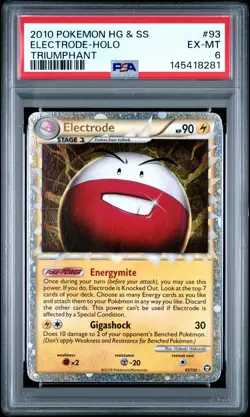 2010 POKEMON HEARTGOLD & SOULSILVER TRIUMPHANT #93 ELECTRODE-HOLO PSA 6 - Image 1