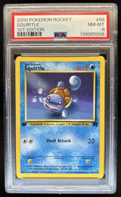 2000 Pokemon Team Rocket First Edition Squirtle #68/82 PSA 8 - Image 1