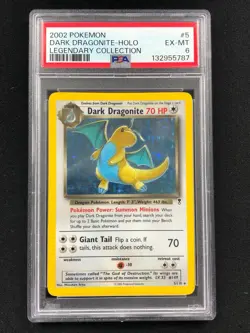 Pokemon 2002 Dark Dragonite Holo 5/110 Legendary Collection PSA 6 - Image 1