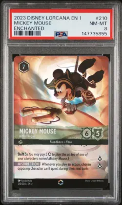 2023 DISNEY LORCANA THE FIRST CHAPTER ENCHANTED MICKEY MOUSE ARTFUL ROGUE PSA 8 - Image 1