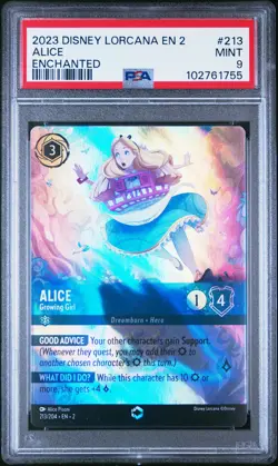 2023 DISNEY LORCANA EN 2-RISE OF THE FLOODBORN #213 ALICE - GROWING GIRL PSA 9 - Image 1