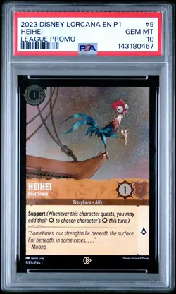 2023 DISNEY LORCANA EN P1-PROMO LEAGUE PROMO #9 HEIHEI - BOAT SNACK PSA 10 - Image 1