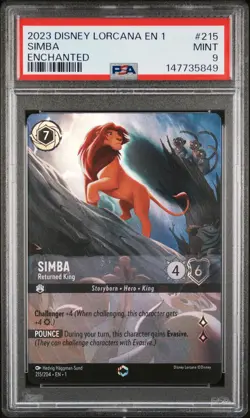 2023 DISNEY LORCANA EN 1-THE FIRST CHAPTER ENCHANTED SIMBA - RETURNED KING PSA 9 - Image 1