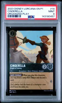 2023 DISNEY LORCANA EN P1-PROMO #14 CINDERELLA - KNIGHT IN TRAINING PSA 9 - Image 1