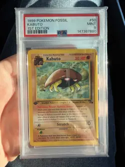 Pokemon TCG Kabuto Fossil Card 50/62 Regular Common 1st Edition PSA 9 - Image 1