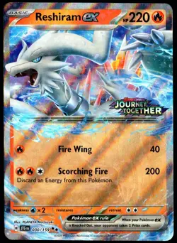 Pokemon TCG Reshiram ex 030/159 2025 Journey Together Stamped Promo Card - LP - Image 1