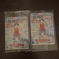 Bandai Namco One Piece Card Game US Voyage Monkey.D.Luffy Leader Cards Lot of 2 - Image 1