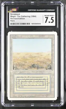 CGC 7.5 Scrubland 1994 Revised Edition Magic: The Gathering NM - Image 1