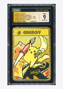 Pokemon CGC 9 AUTO 10 Lightning Energy Holo Yukina Suzuki 2023 #LIG CLL JPN #2 - Image 1