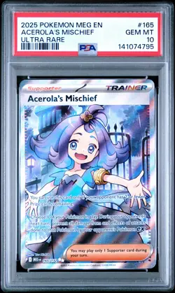 2025 POKEMON MEG EN-MEGA EVOLUTION ULTRA RARE #165 ACEROLA'S MISCHIEF PSA 10 - Image 1